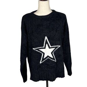 MELISSA NEPTON Chana Pullover Star Sweater Black Size M NWOT